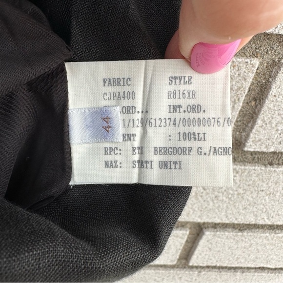 Agnona for Bergdorf Goodman Black Linen Slip Dress Sequin Neckline Made in Italy - Picture 7 of 11